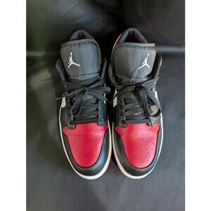 Jordan 1 Low "Bred Toe" Red Black Size 13 Used VGC 553558-612 Leather No Box
